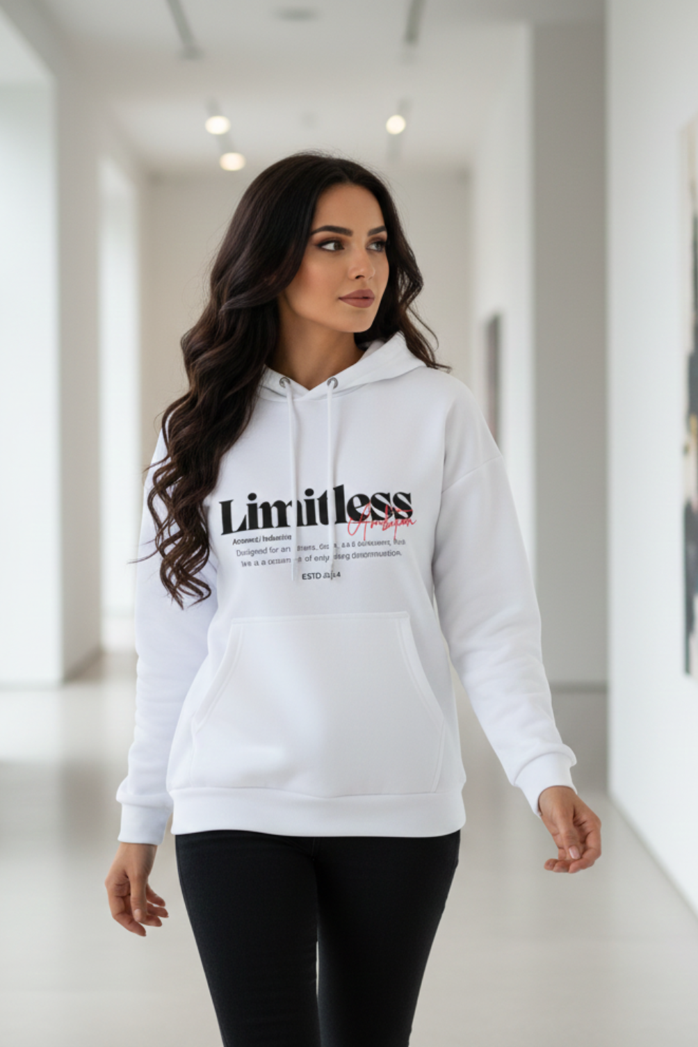 Women's Limitless White Oversized Hooded Sweatshirt