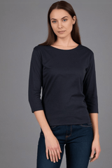 Women's Round Neck Full Sleeve Black Plain T-shirt