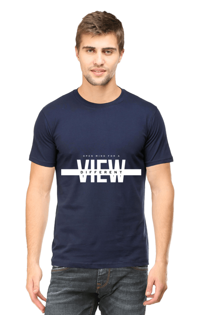 Men's Round Neck Half Sleeve Different View T-Shirt