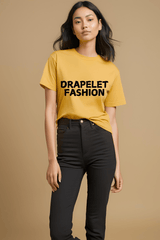 Women's "Drapelet Fashion" Graphic Golden Yellow T-Shirt