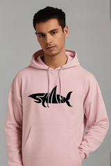 Men's Shark Typography Baby Pink Oversized Hooded Sweatshirt