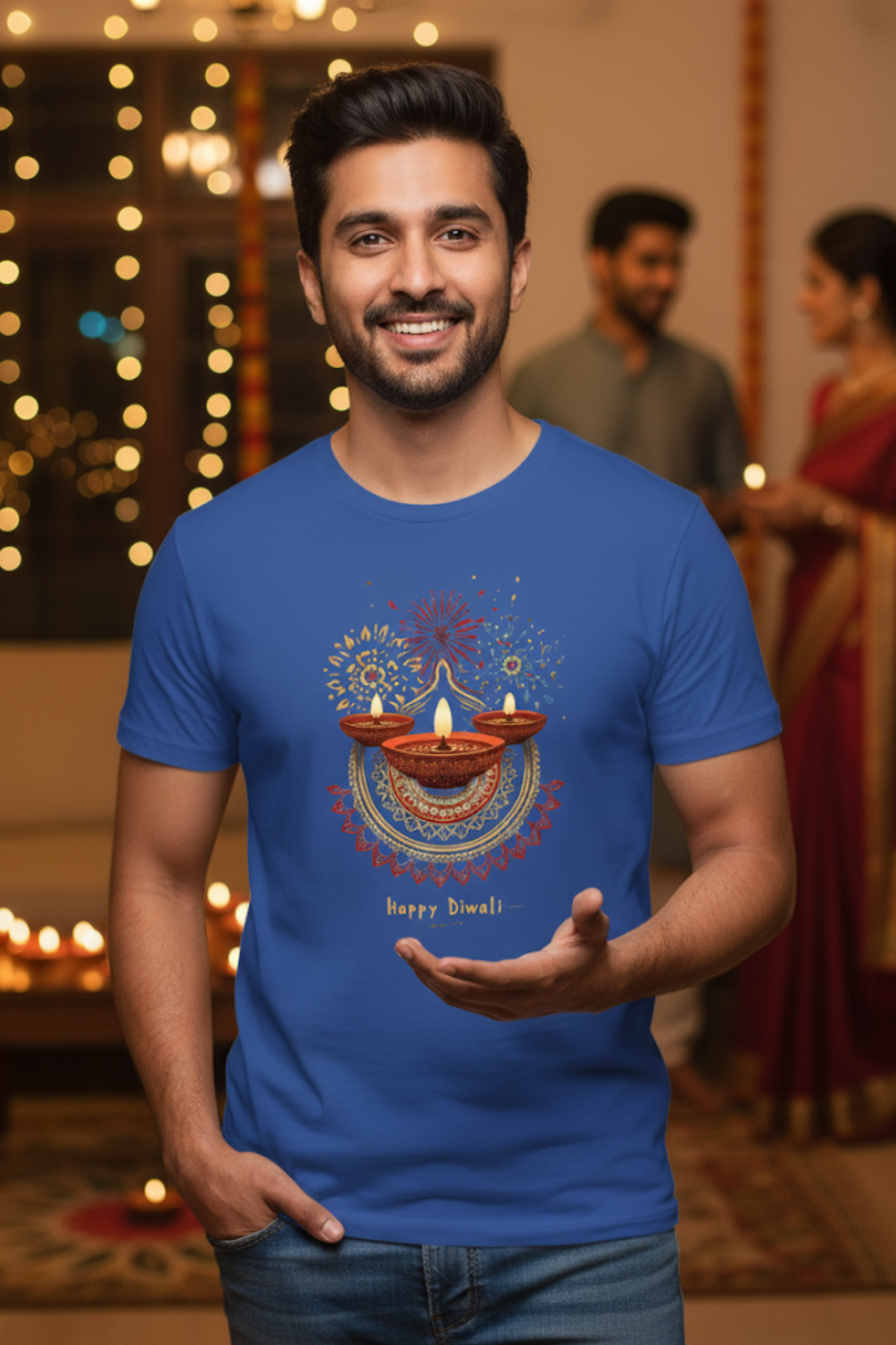 Unisex Boho-Chic Diya Celebration Classic Crew T-Shirt