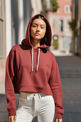 Women's Plain Maroon Crop Hoodies