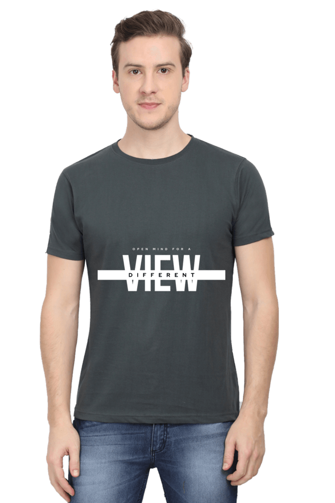 Men's Round Neck Half Sleeve Different View T-Shirt