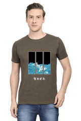 Men's Round Neck Half Sleeve Tidal Art T-Shirt