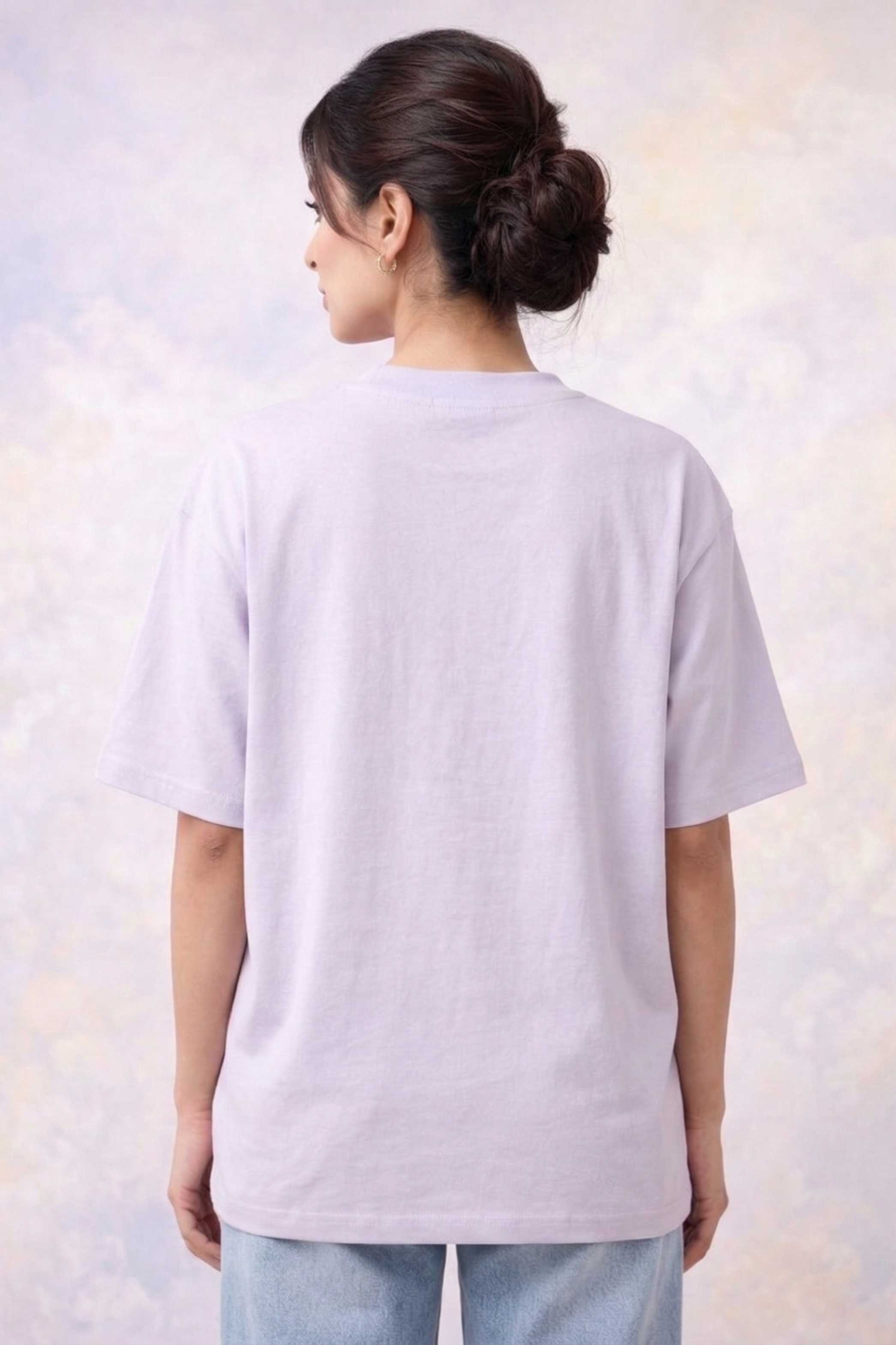 Women's Cute Blue Flower Graphic Oversized T-Shirt