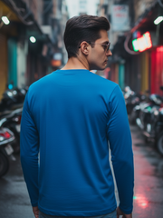 Men's Royal Blue Round Neck Full Sleeve Plain T-shirt