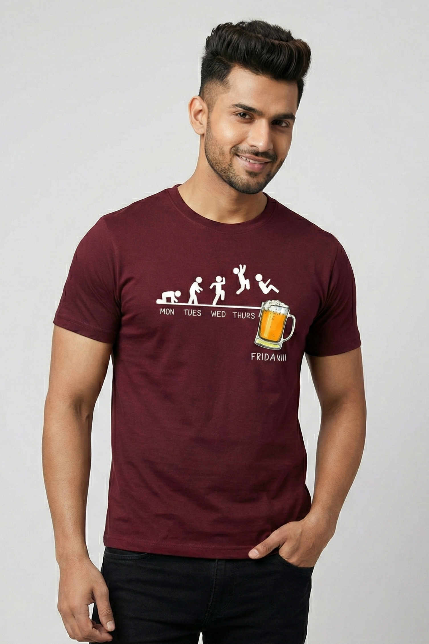 Men's Monday to Friday Evolution – Funny Beer Classic Crew T-Shirt