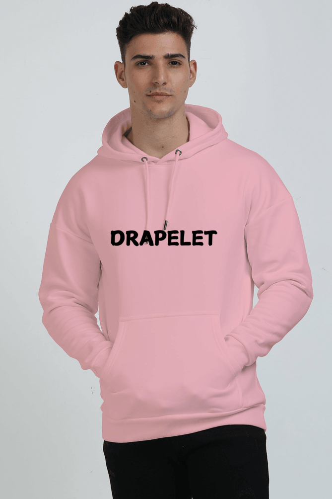 Unisex Drapelet Oversized Light Baby Pink Hooded Sweatshirt