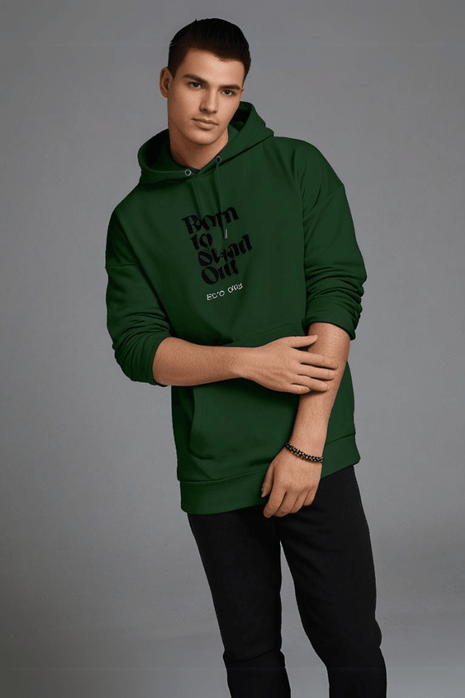 Men's Stand Out Bottle Green Oversized Hooded Sweatshirt