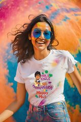 Women's "Holi Khele Raghuveera" Round Neck Half Sleeve Tshirt