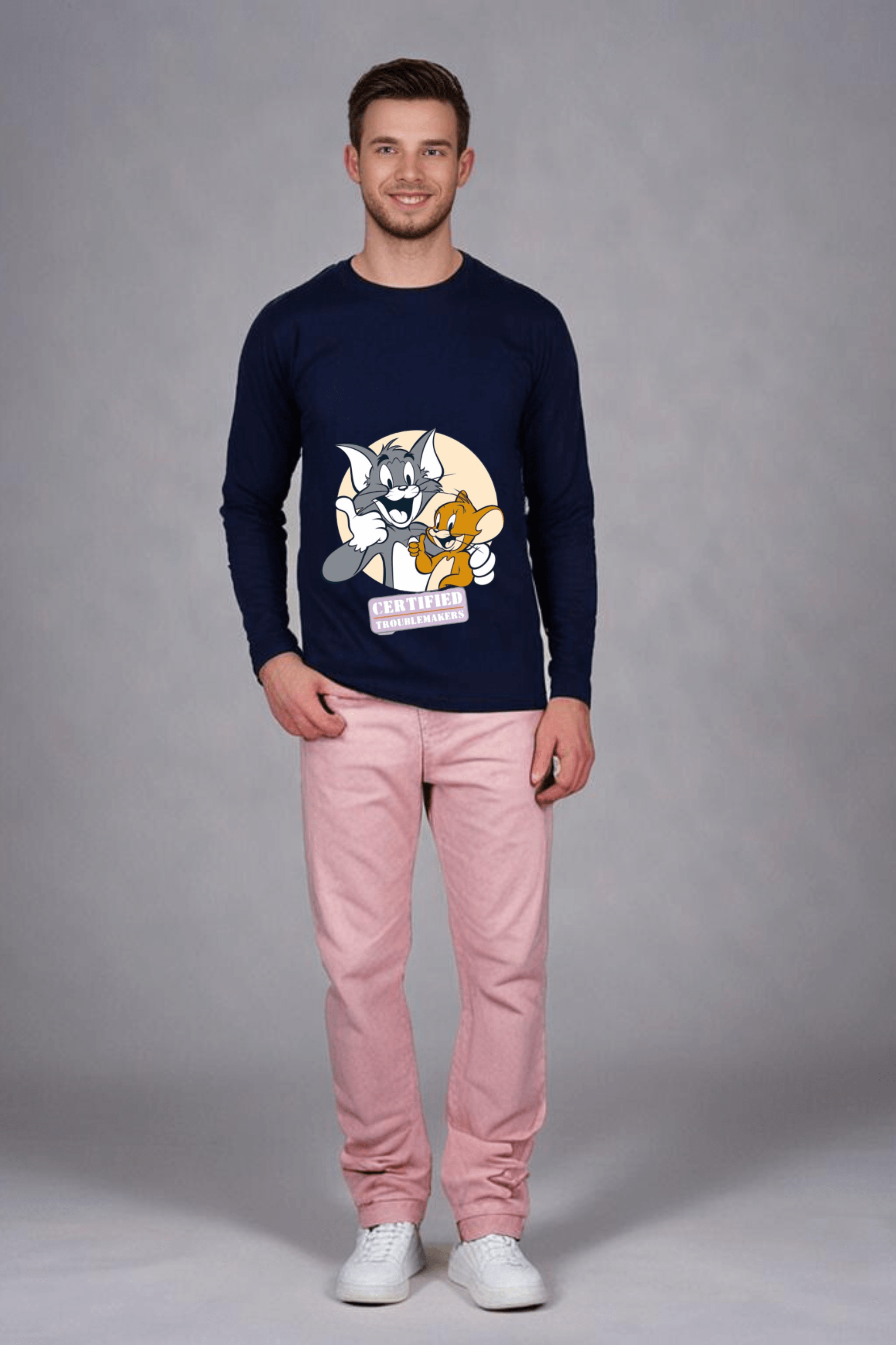 Men's Round Neck Full Sleeve Tom & Jerry T-Shirt