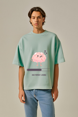 Unisex Jade Funny Thinking Brain Terry Cotton Oversized T-shirt