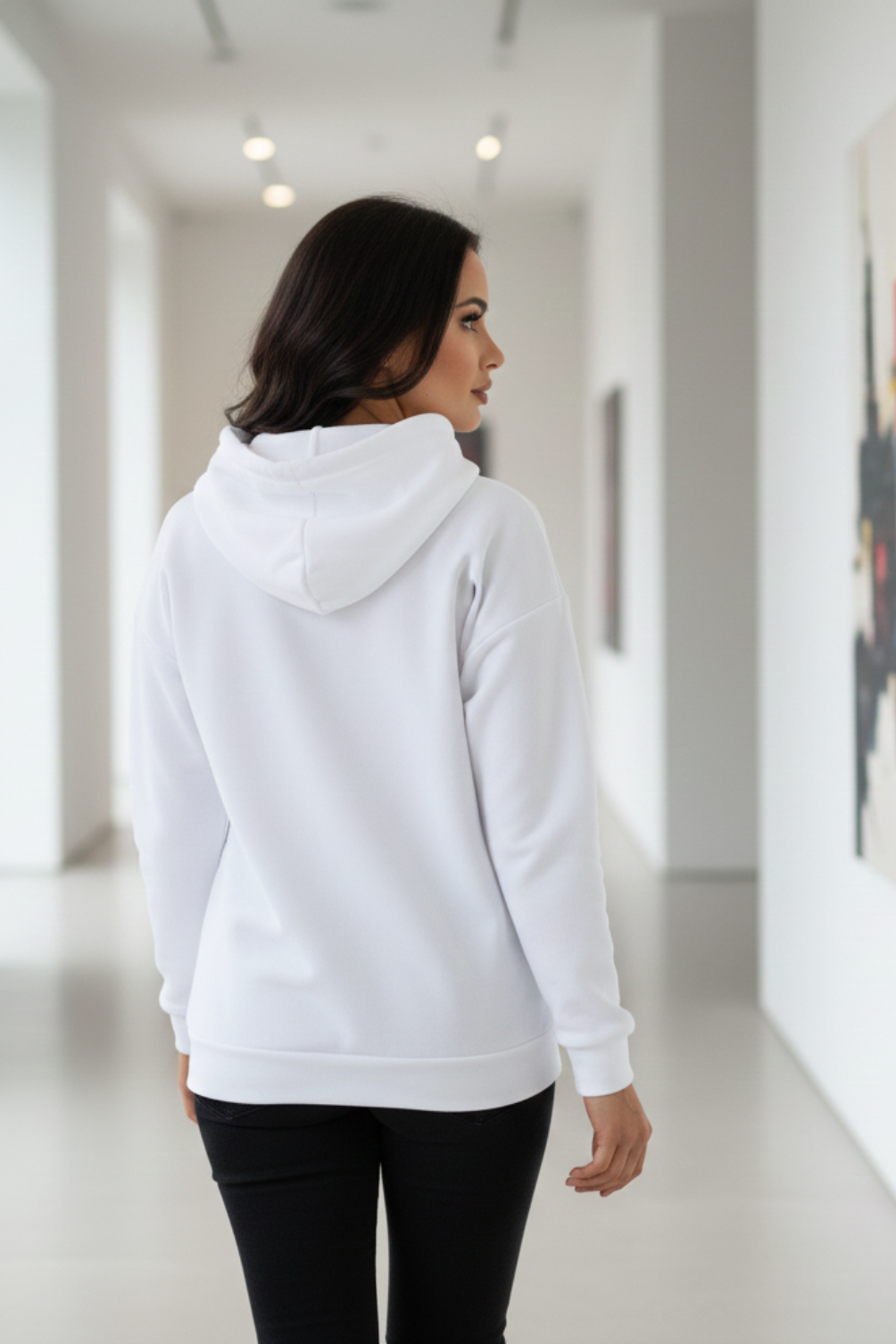 Women's Limitless White Oversized Hooded Sweatshirt