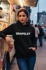Women's Drapelet Black Hooded Sweatshirt
