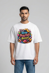 Men's Eat Sleep Play Holi Repeat – Classic Oversized White T-Shirt