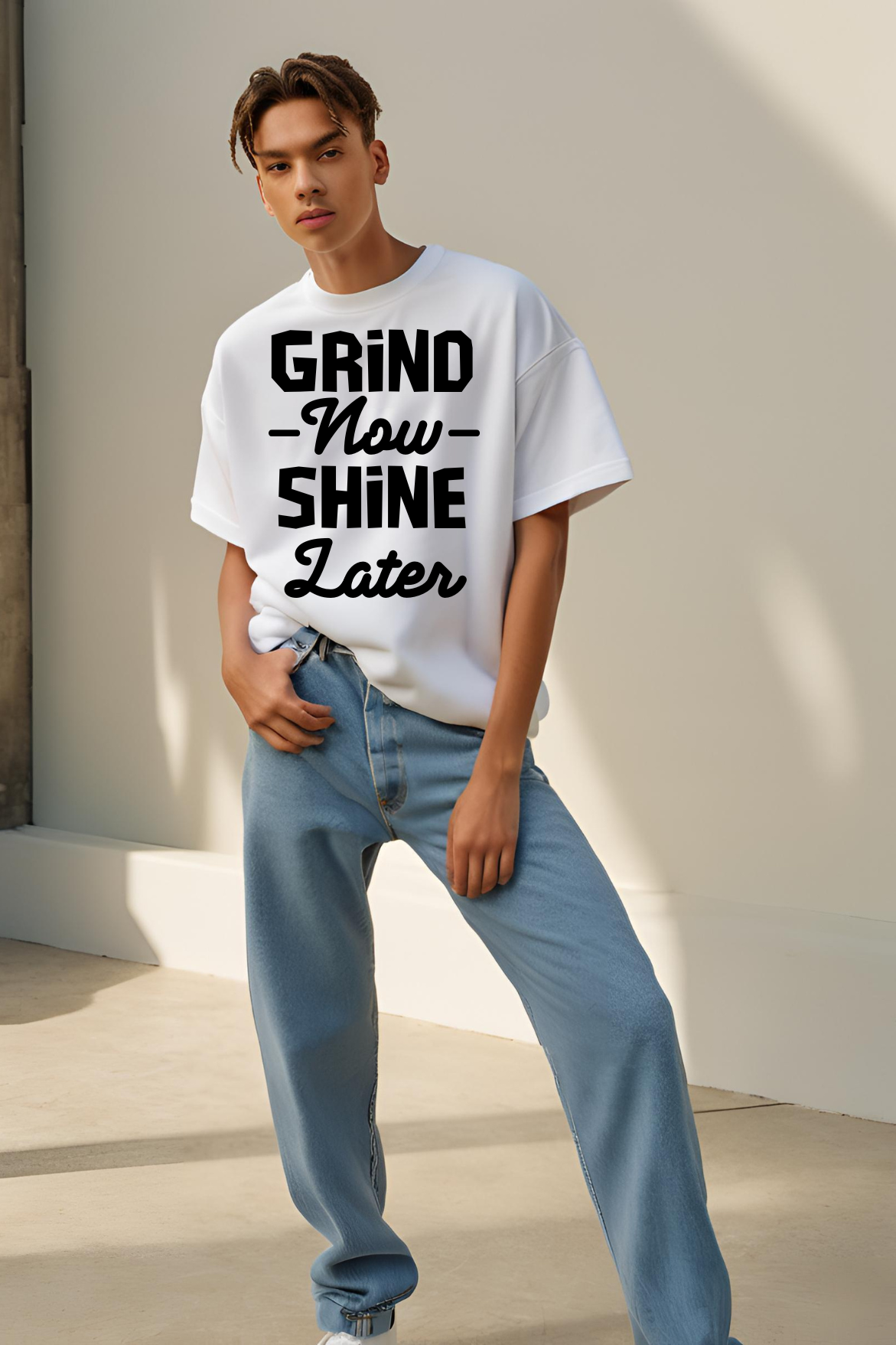 Unisex Shine Later Typography Terry Cotton Oversized T-shirt