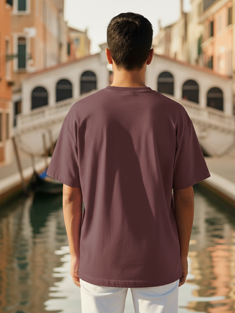 Unisex Maroon Round Neck Half Sleeve Holy Spirit Oversized T-shirt