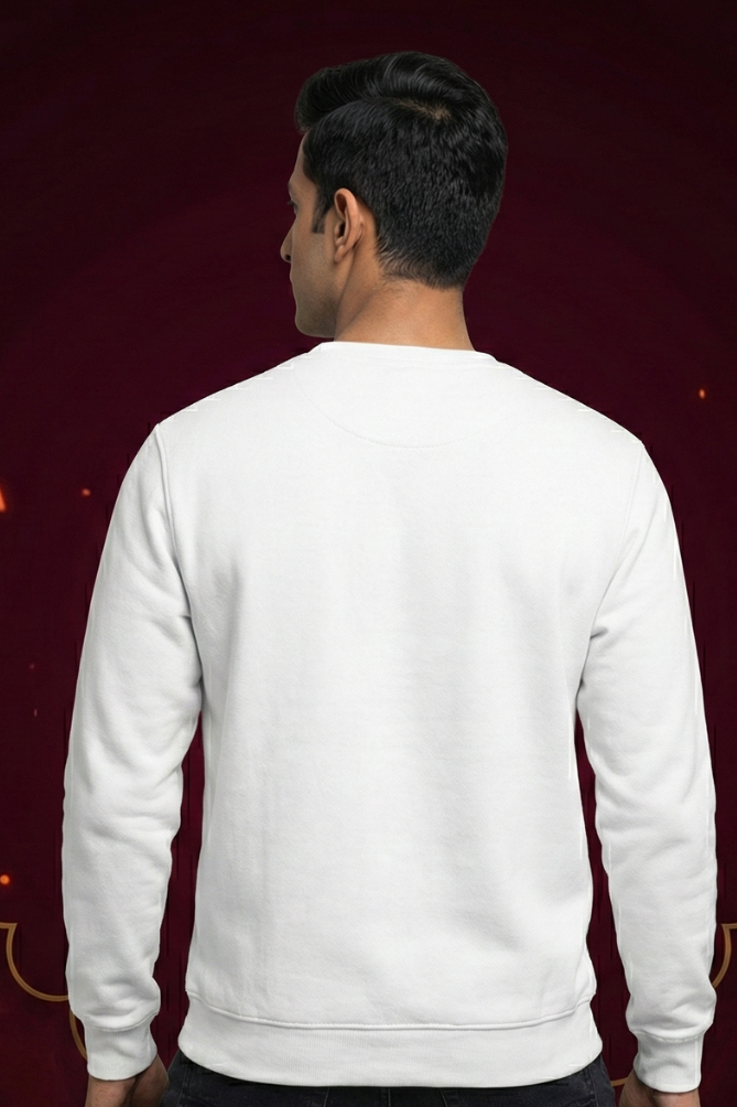 Men's White Pop Goes the Lohri – Festive Cotton Sweatshirt