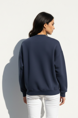 Women's Plain Navy Blue Sweatshirt