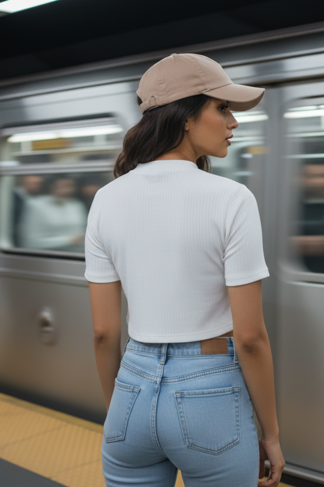 Women's Drapelet Fashion White Crop Top