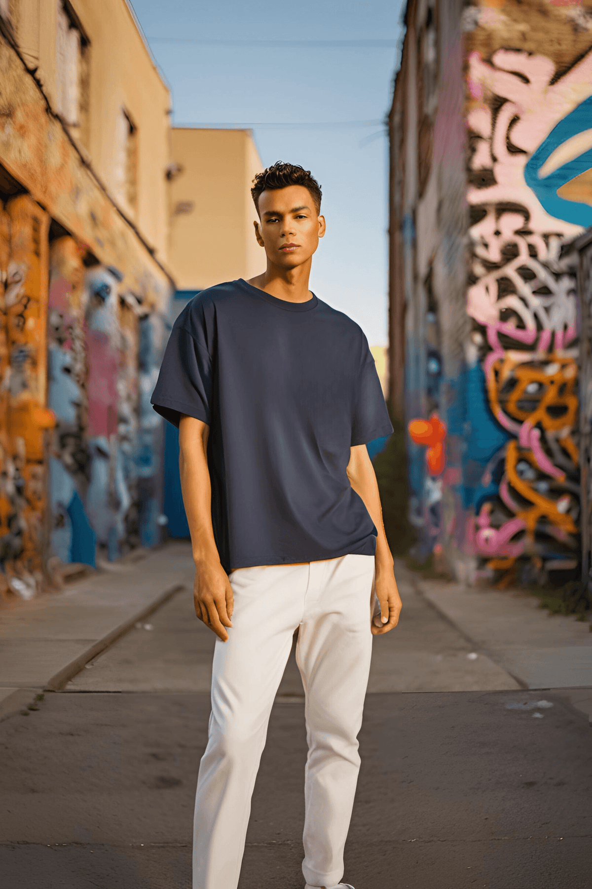 Unisex Navy Blue Oversized Plain T-Shirt