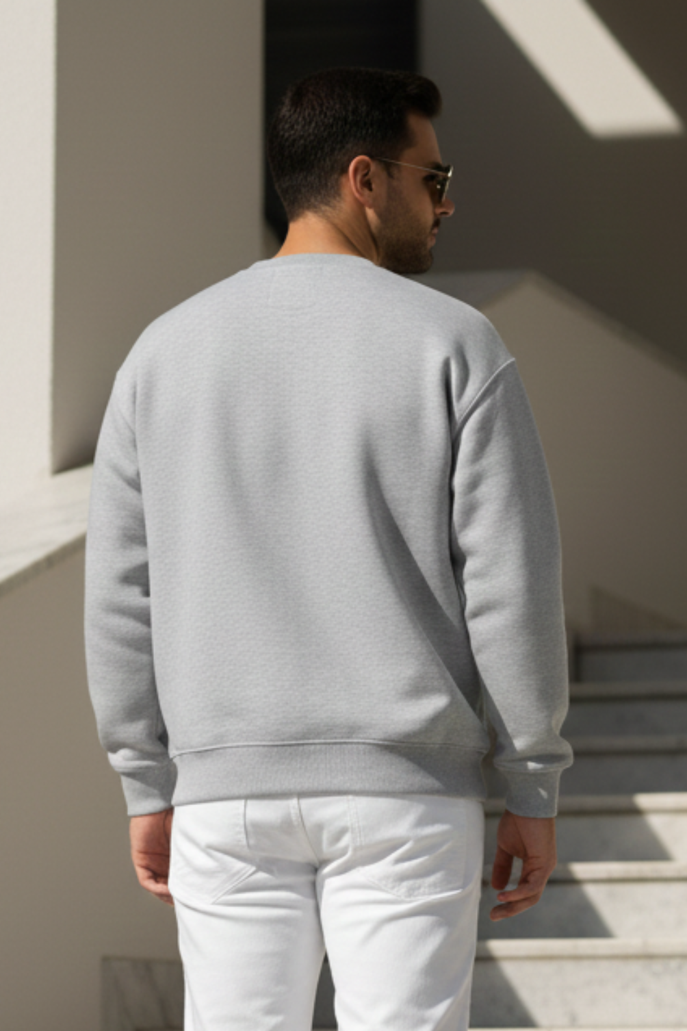 Men's Plain Grey Melange Sweatshirt