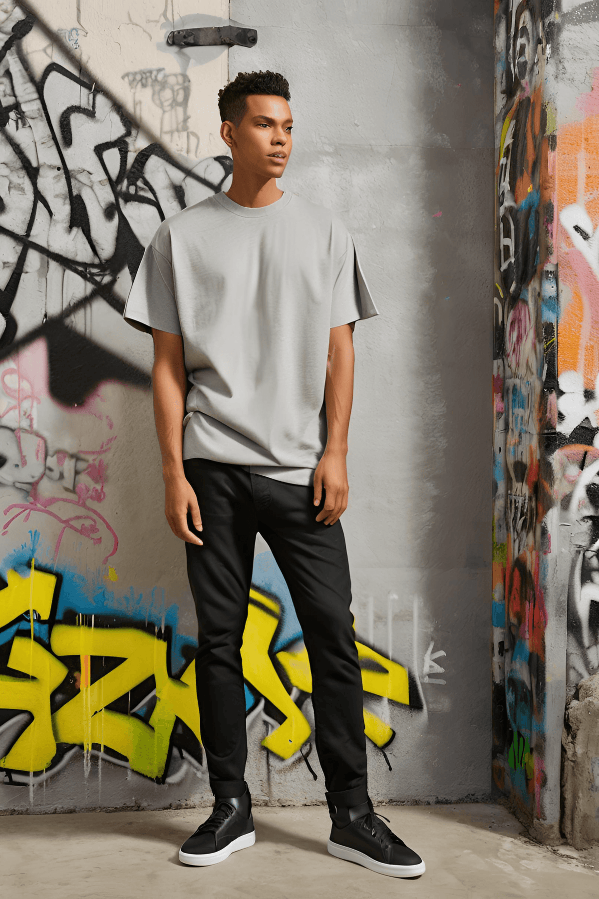 Unisex Grey Melange Oversized Plain T-Shirt