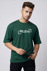Men's BELIEVE Minimal Quote – Classic Oversized T-Shirt