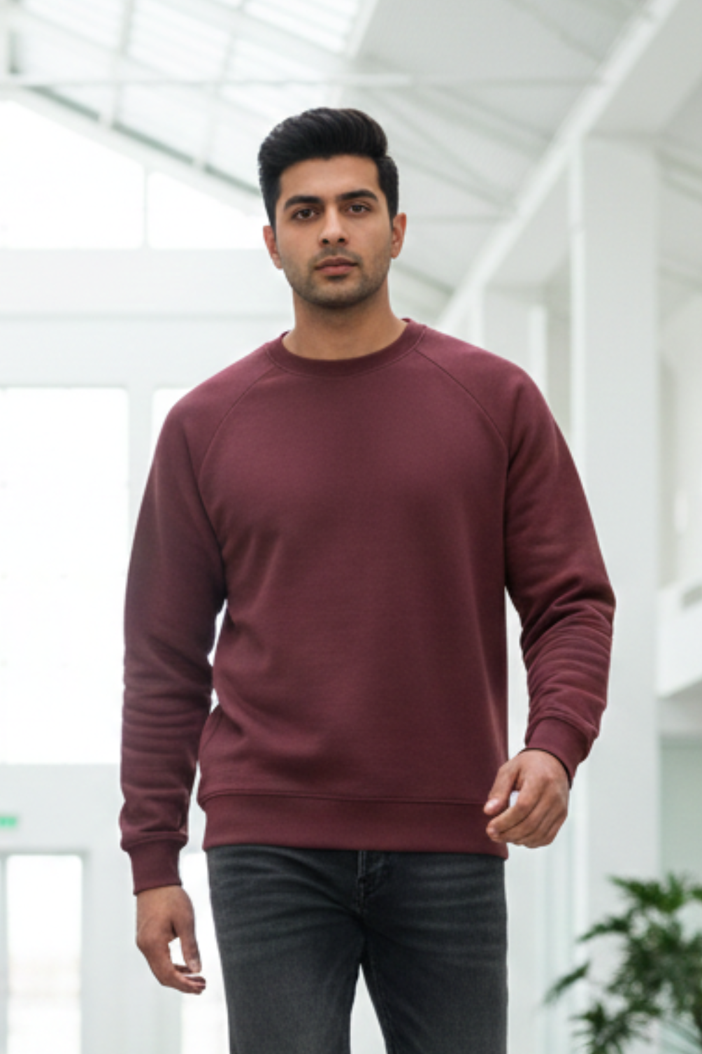 Men's Plain Maroon Sweatshirt