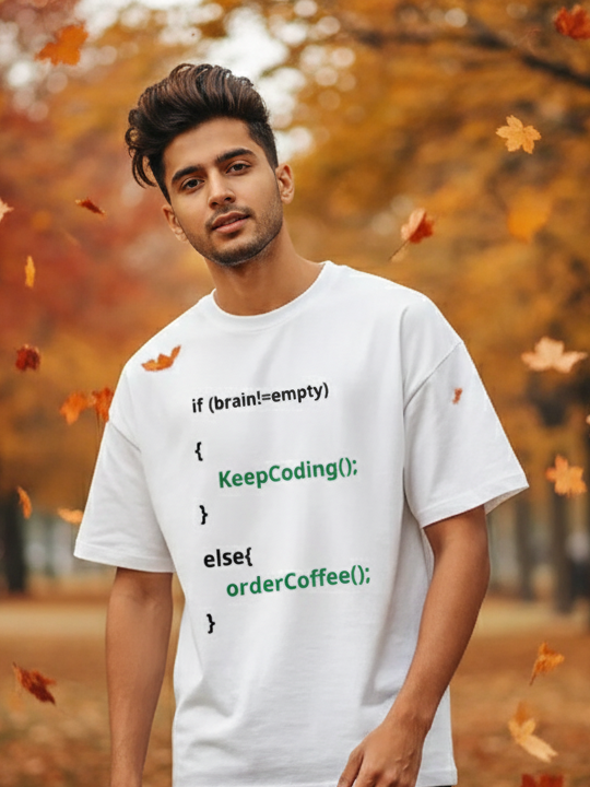 Unisex White Funny Programming Quote Terry Cotton Oversized T-shirt