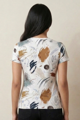 Women’s Minimal Abstract Brushstroke All-Over Print (AOP) T-Shirt
