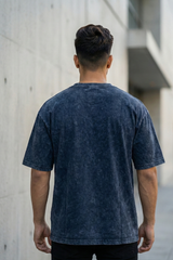 Men's Acid Washed Oversized Navy Blue Tee