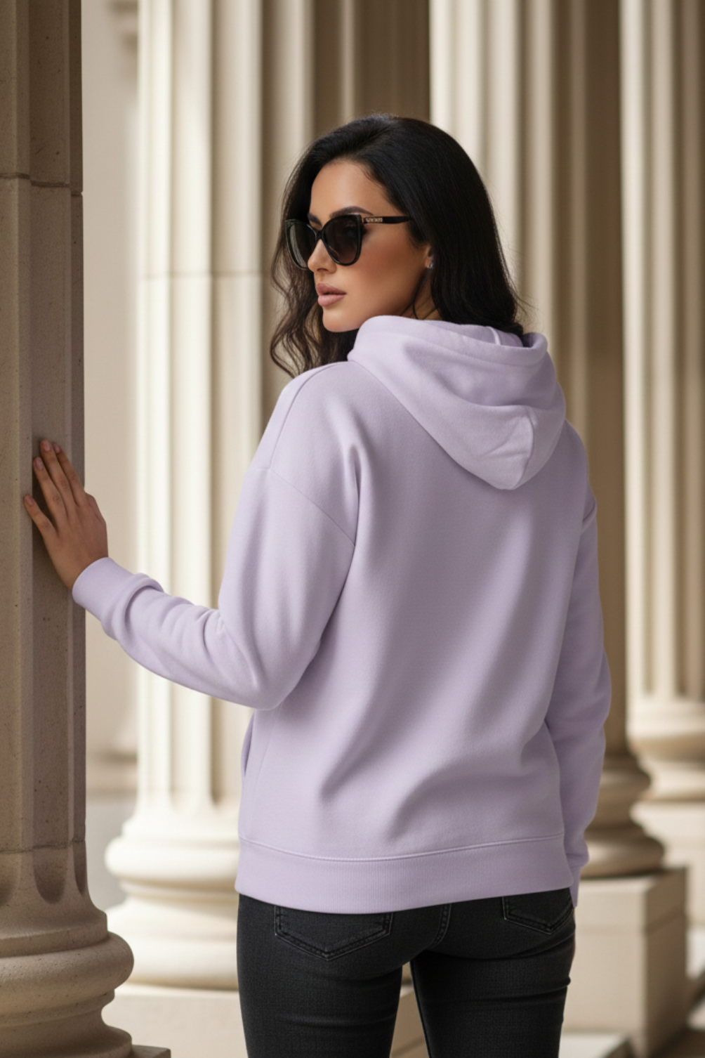 Women's Wanderlust Vibes Lavendar Oversized Hooded Sweatshirt