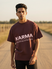 Unisex Maroon Karma Terry Cotton Oversized T-shirt