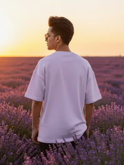 Unisex Lavender Lazy Terry Cotton Oversized T-shirt