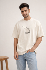 Men's Freed Minimal Birds Print – Classic Oversized T-Shirt