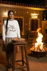 Women's White Gajak, Moongphali & Bhangra – Cotton Sweatshirt