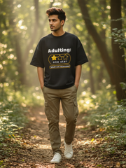 Unisex Black Adulting Terry Cotton Oversized T-shirt