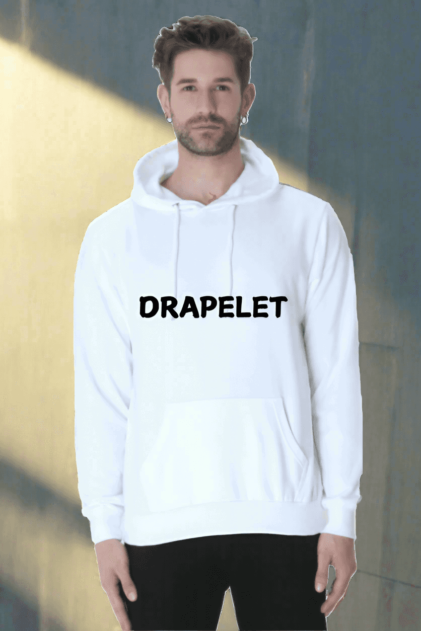 Unisex Drapelet White Hooded Sweatshirt - Drapelet