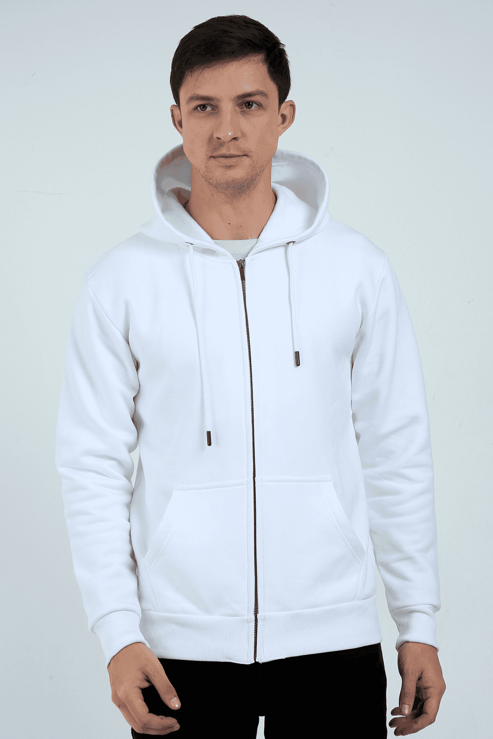 Unisex Plain White Zipped Hoodie - Drapelet