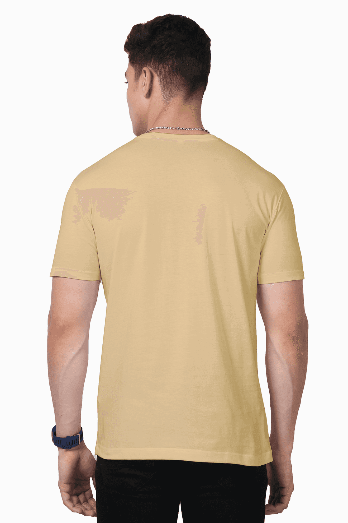 Unisex Round Neck Beige Half Sleeve Supima T-shirt - Drapelet
