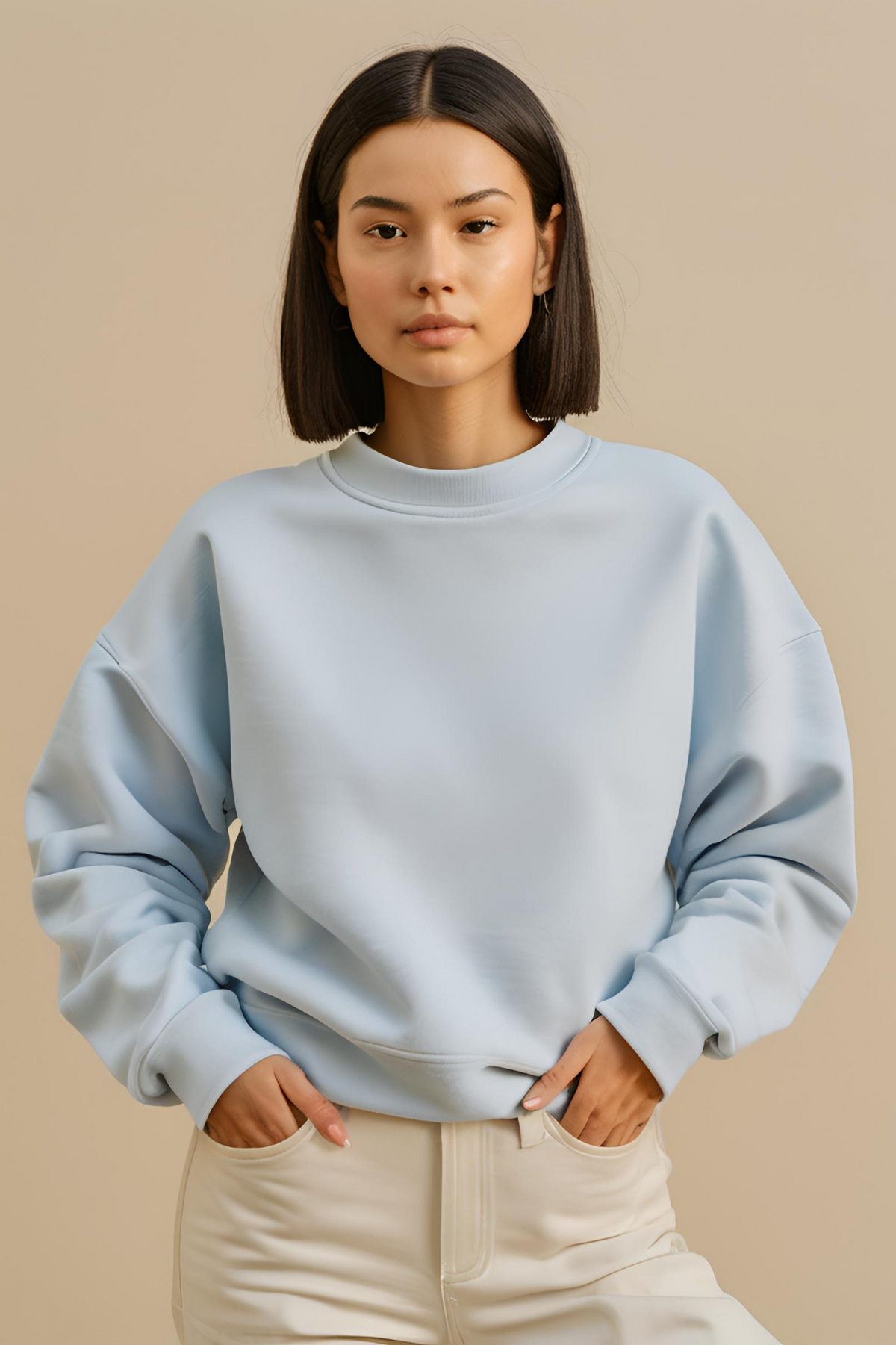 Unisex Plain Baby Blue Sweatshirt