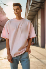 Unisex Baby Pink Oversized Plain T-Shirt