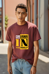 Unisex Maroon "Believe in Yourself" Premium Supima T-Shirt