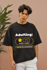 Unisex Black Adulting Terry Cotton Oversized T-shirt