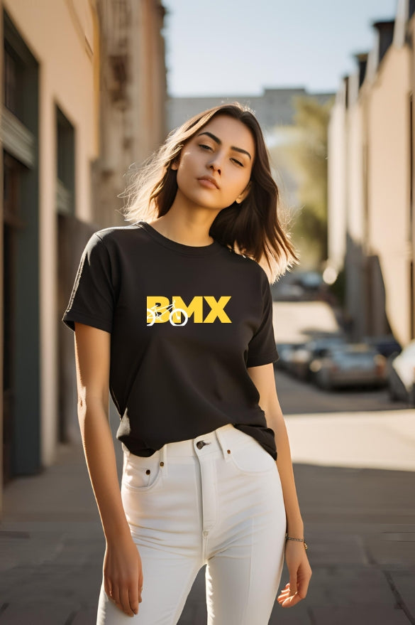 Women's BMX Word &amp; Bike Half Sleeve T-shirt
