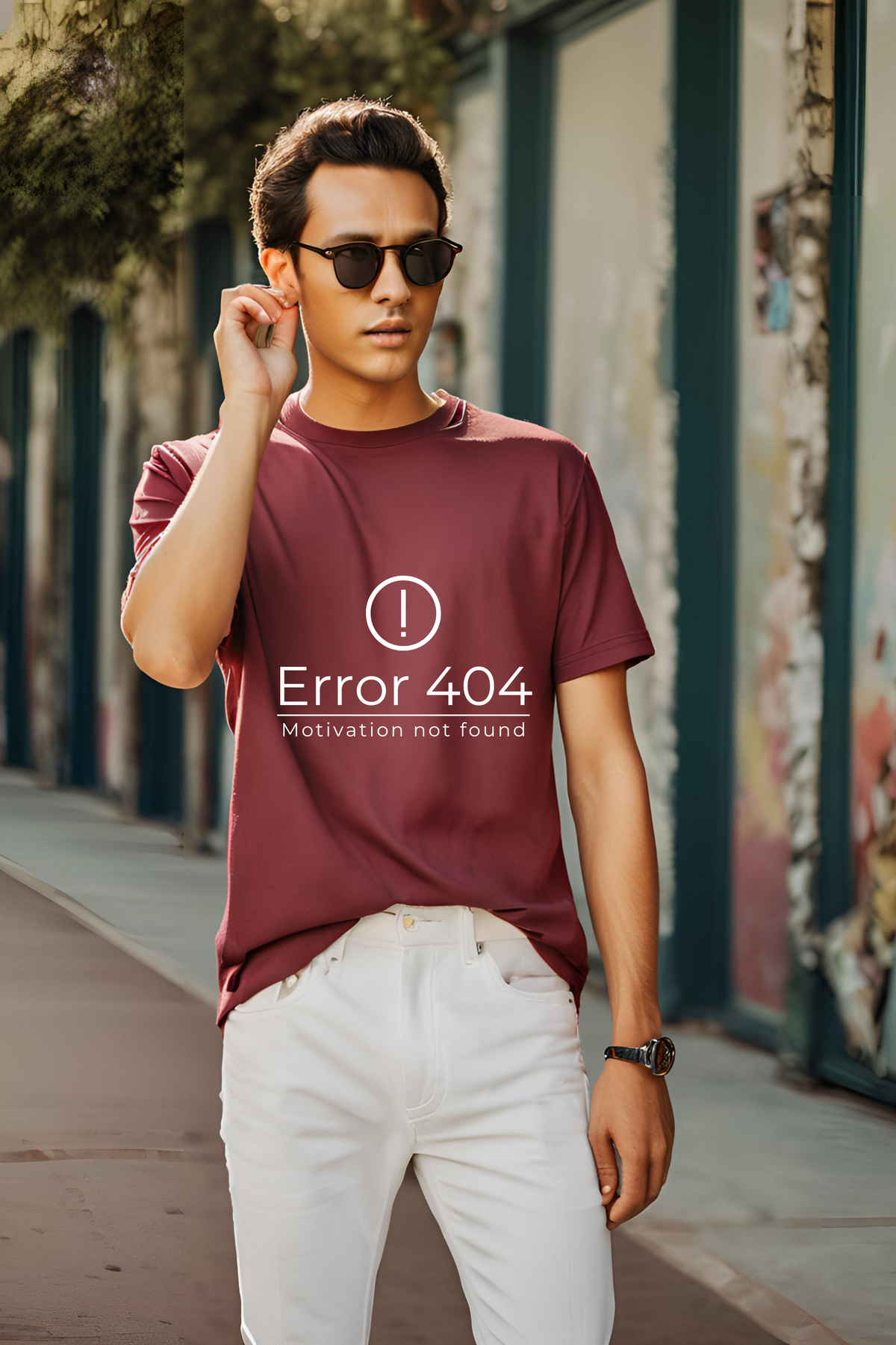 Unisex Maroon "Error 404: Motivation Not Found" Premium Supima T-Shirt