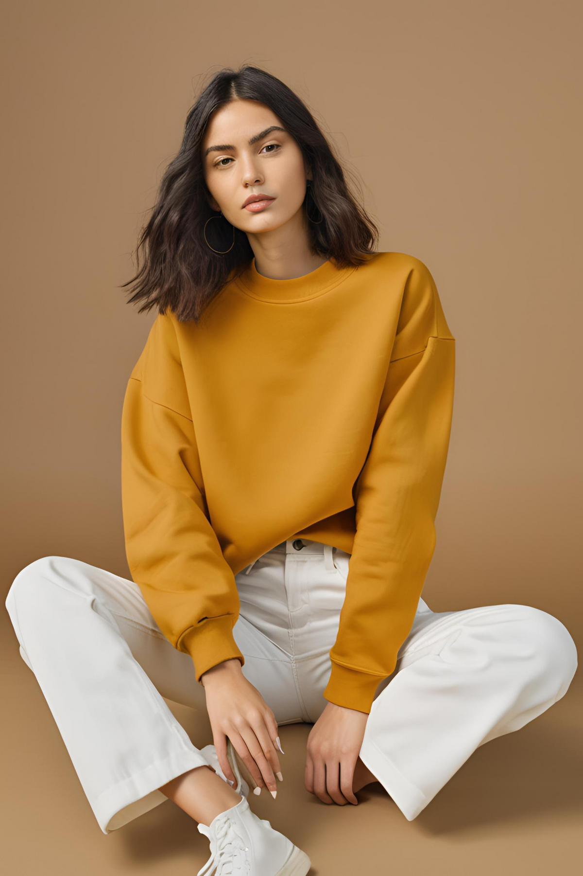 Unisex Plain Mustard Yellow Sweatshirt