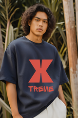 Unisex Navy-Blue Extreme Terry Cotton Oversized T-shirt